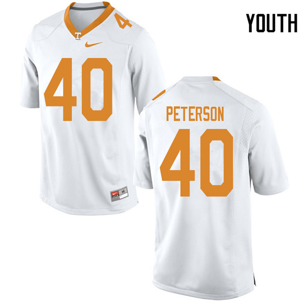 Youth #40 JJ Peterson Tennessee Volunteers College Football Jerseys Sale-White - Click Image to Close